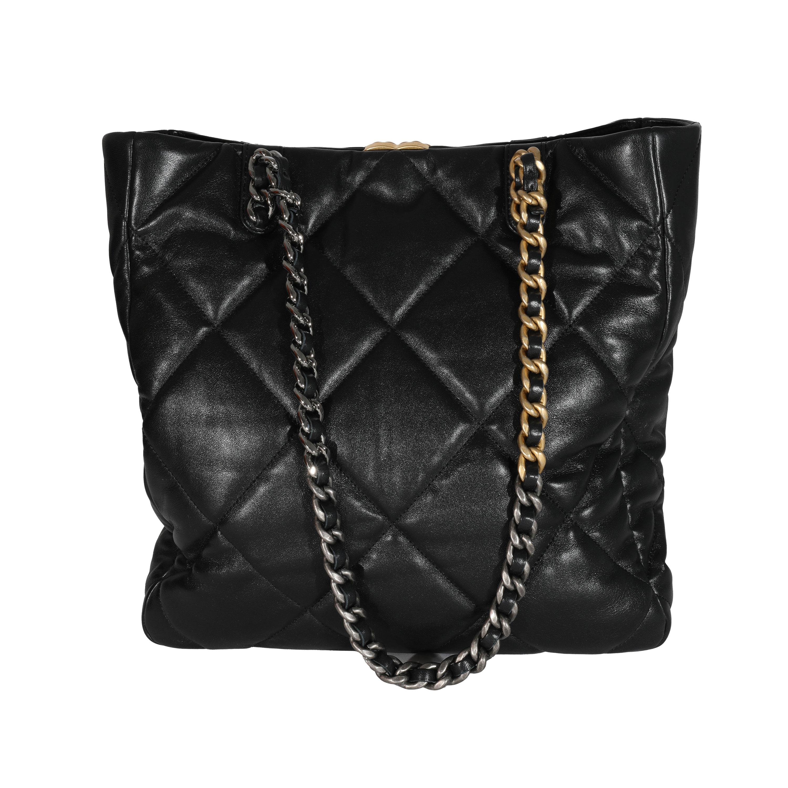 Chanel Black Lambskin Quilted Chanel 19 Shopping Bag 4
