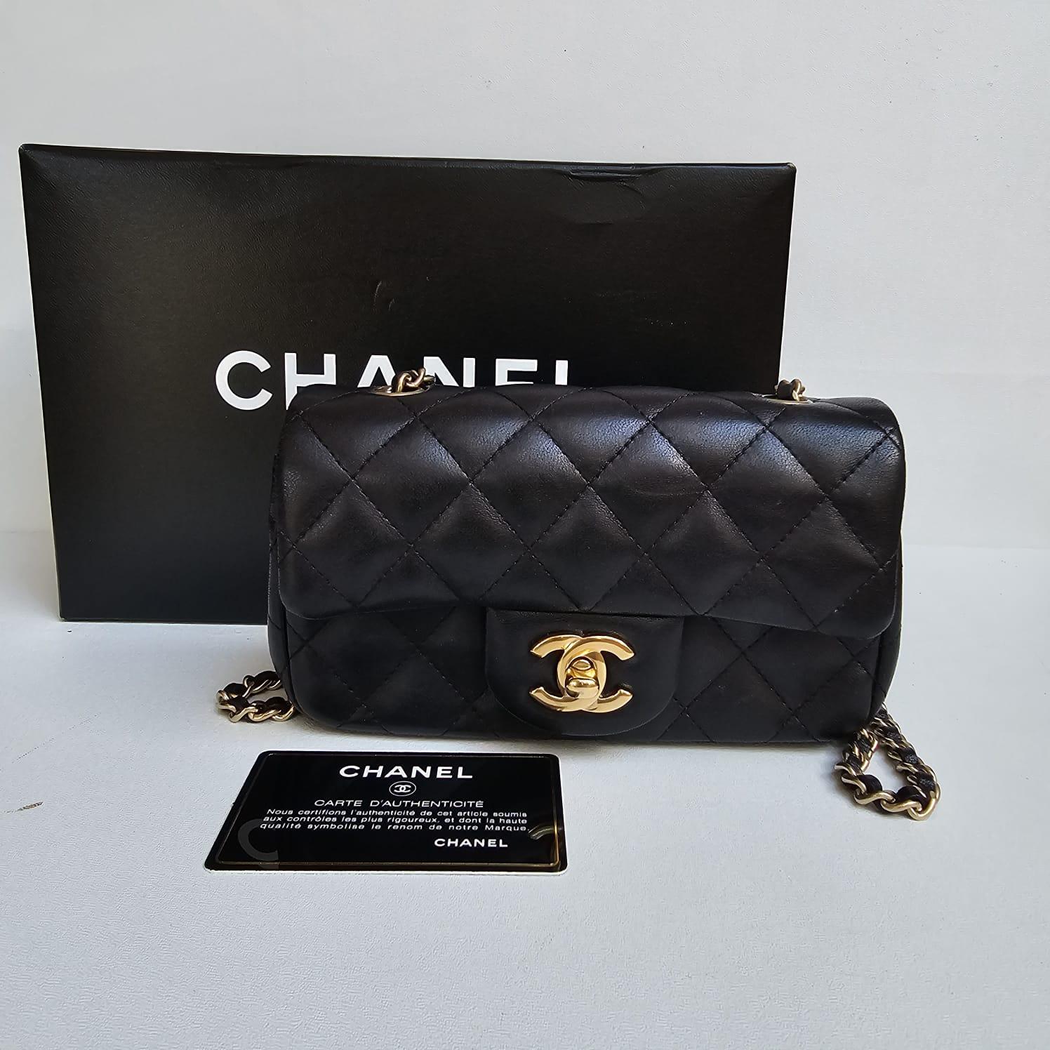 Chanel Black Lambskin Quilted Extra Mini Flap Bag For Sale 8