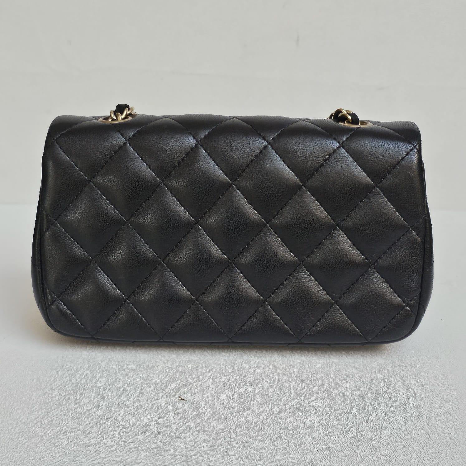 Chanel Black Lambskin Quilted Extra Mini Flap Bag For Sale 9