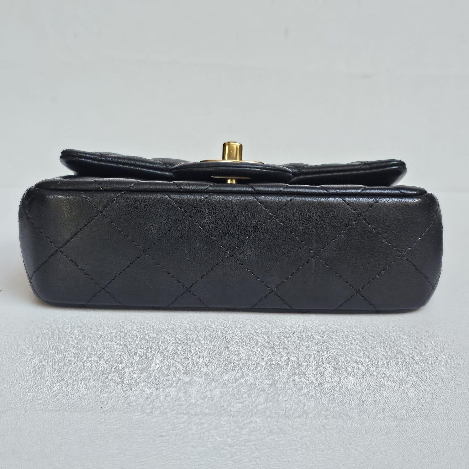 Chanel Black Lambskin Quilted Extra Mini Flap Bag For Sale 9