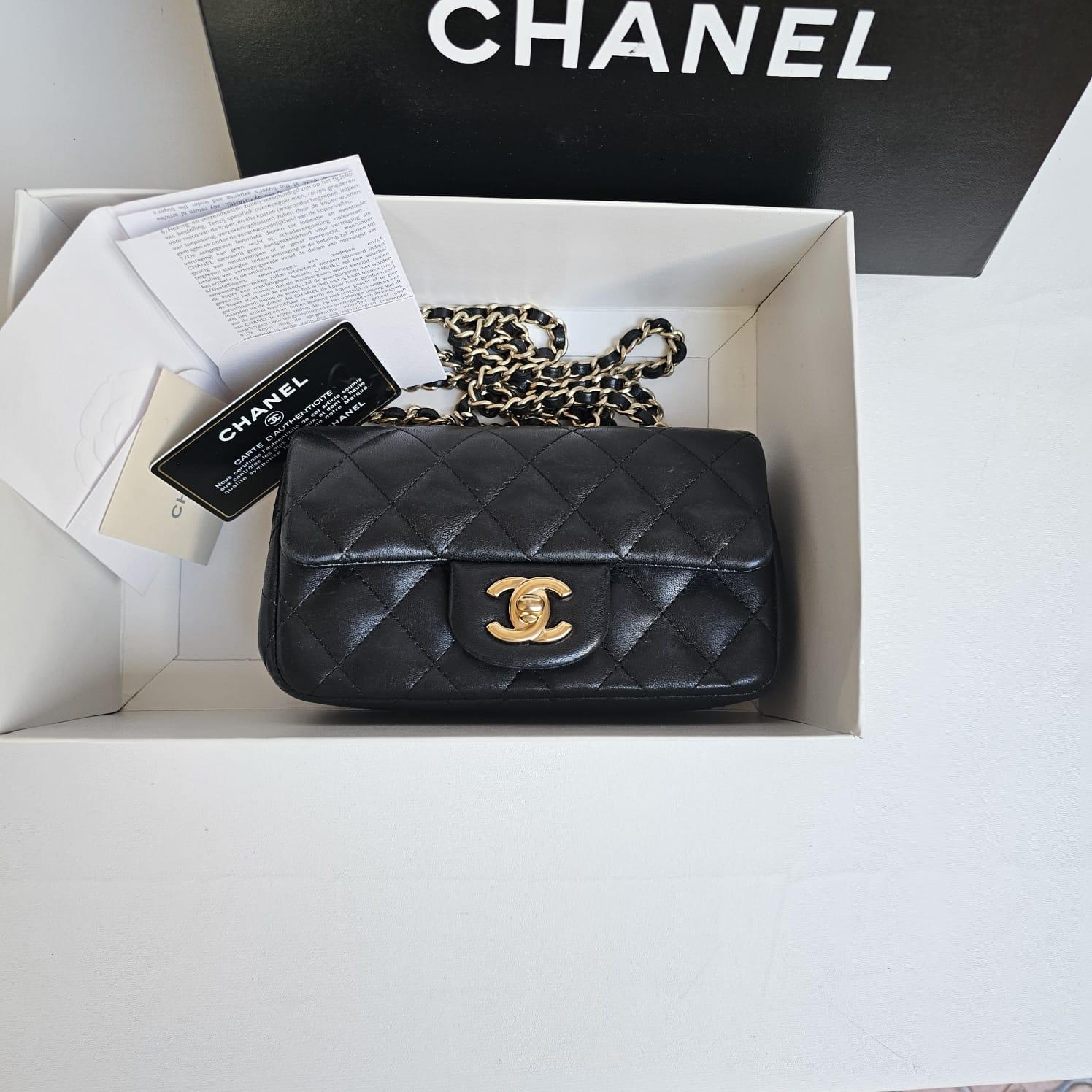 Chanel Black Lambskin Quilted Extra Mini Flap Bag For Sale 10