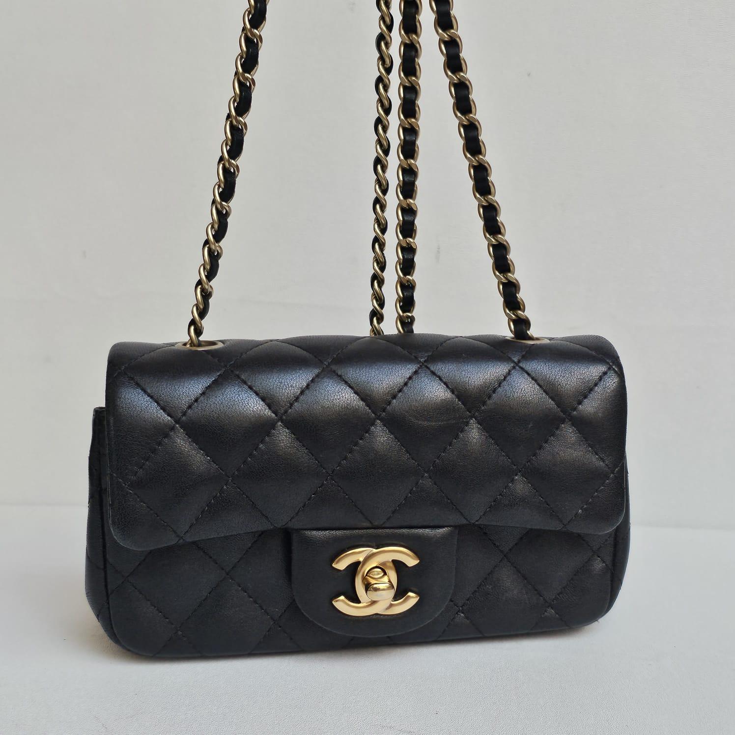 Chanel Black Lambskin Quilted Extra Mini Flap Bag For Sale 2