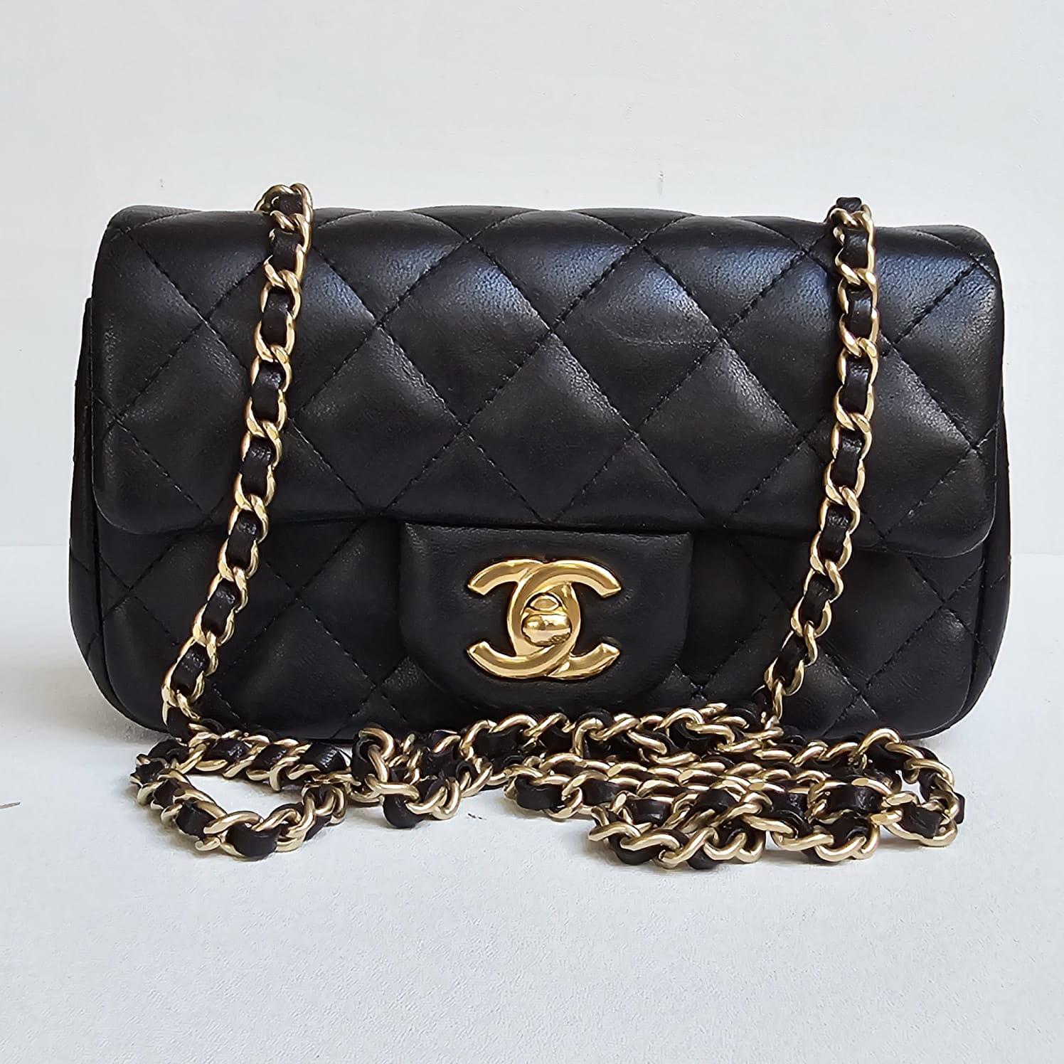 Chanel Black Lambskin Quilted Extra Mini Flap Bag For Sale 5