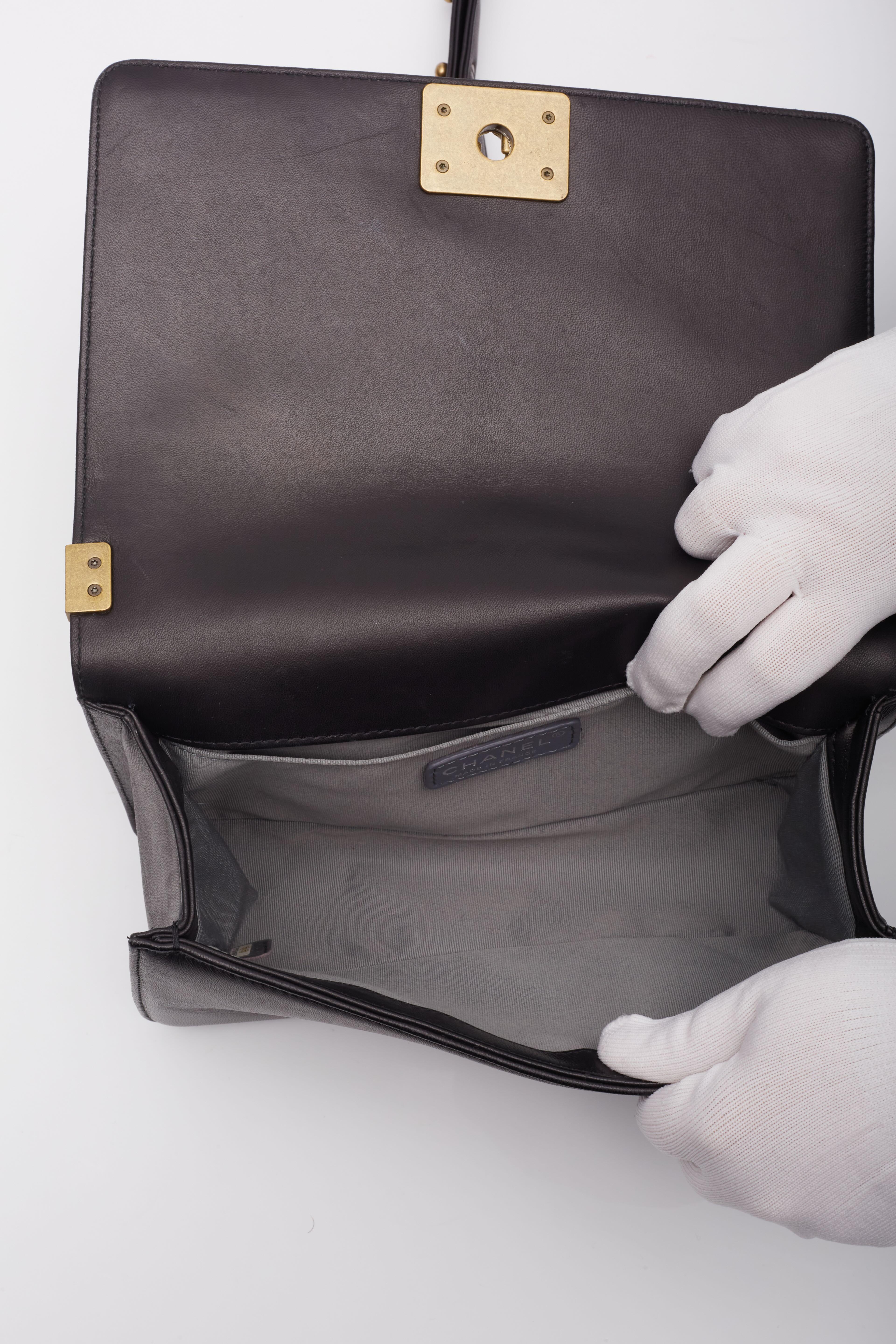 Chanel Black Lambskin Quilted Flap Boy Bag For Sale 7
