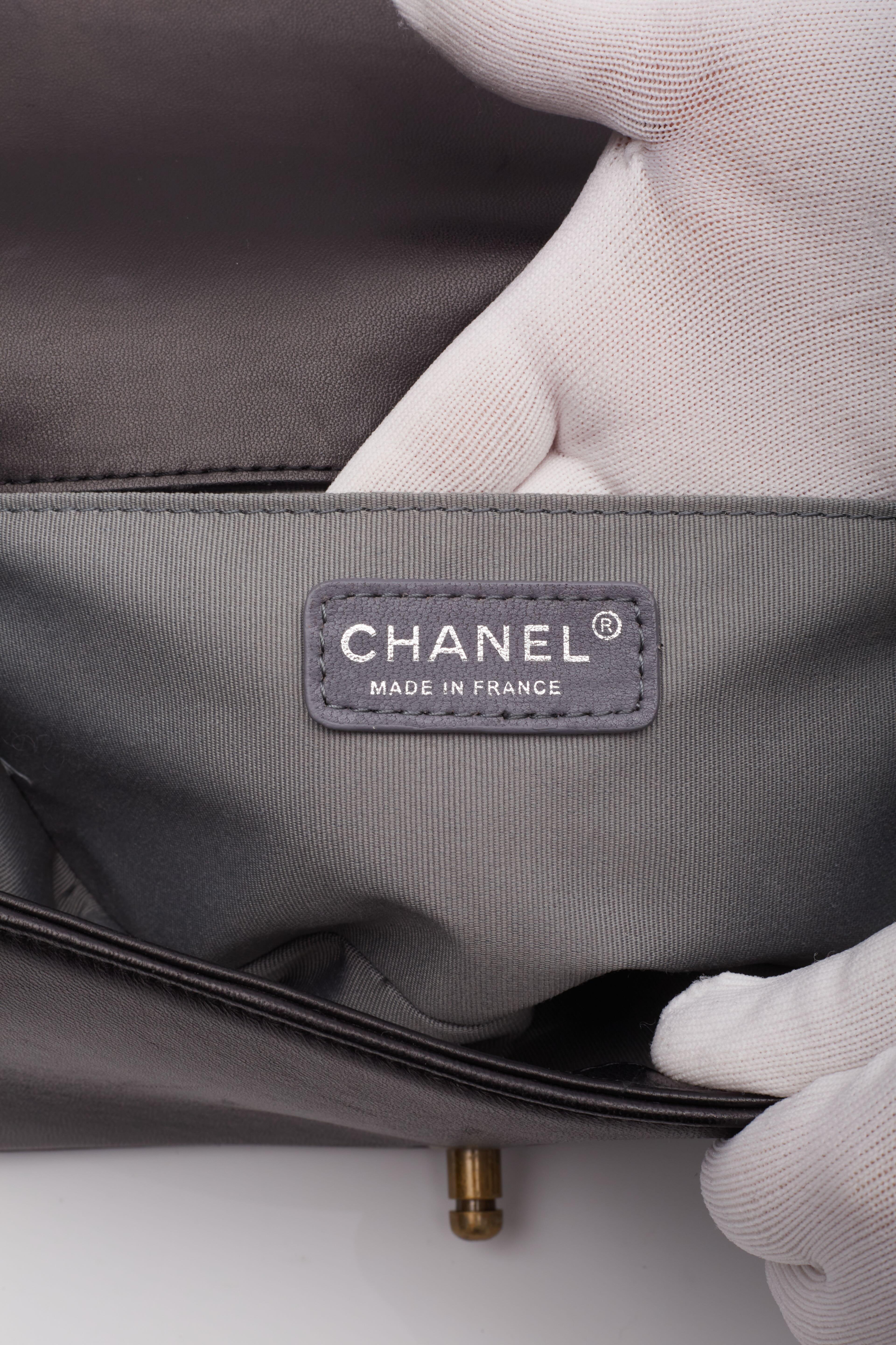 Chanel Black Lambskin Quilted Flap Boy Bag For Sale 8