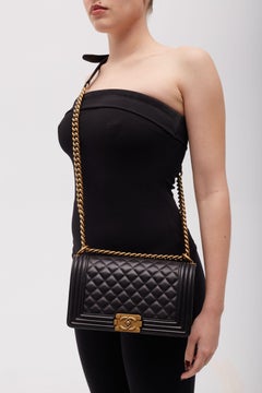 Chanel Black Lambskin Quilted Flap Boy Bag
