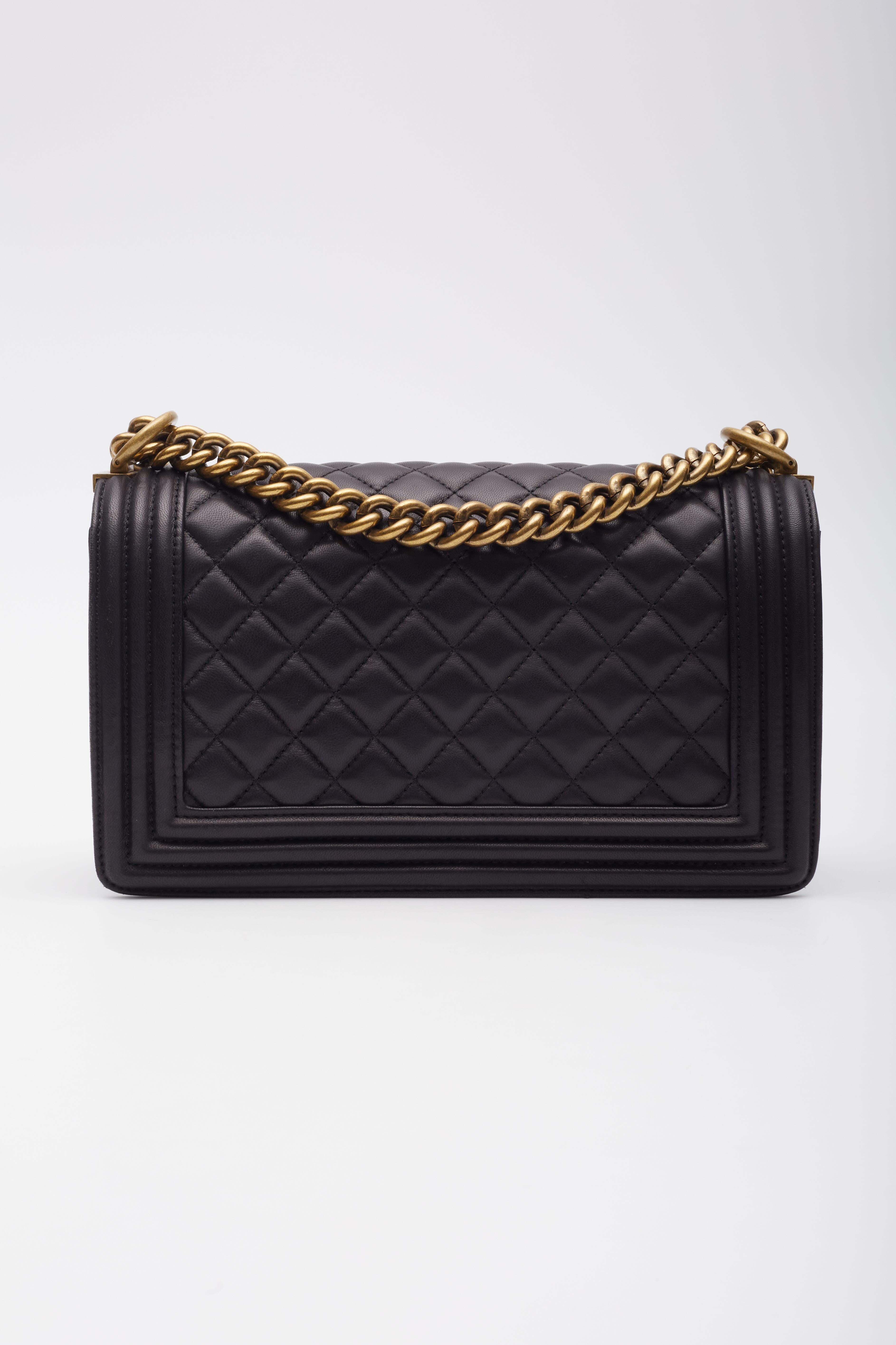 Chanel Black Lambskin Quilted Flap Boy Bag For Sale 2