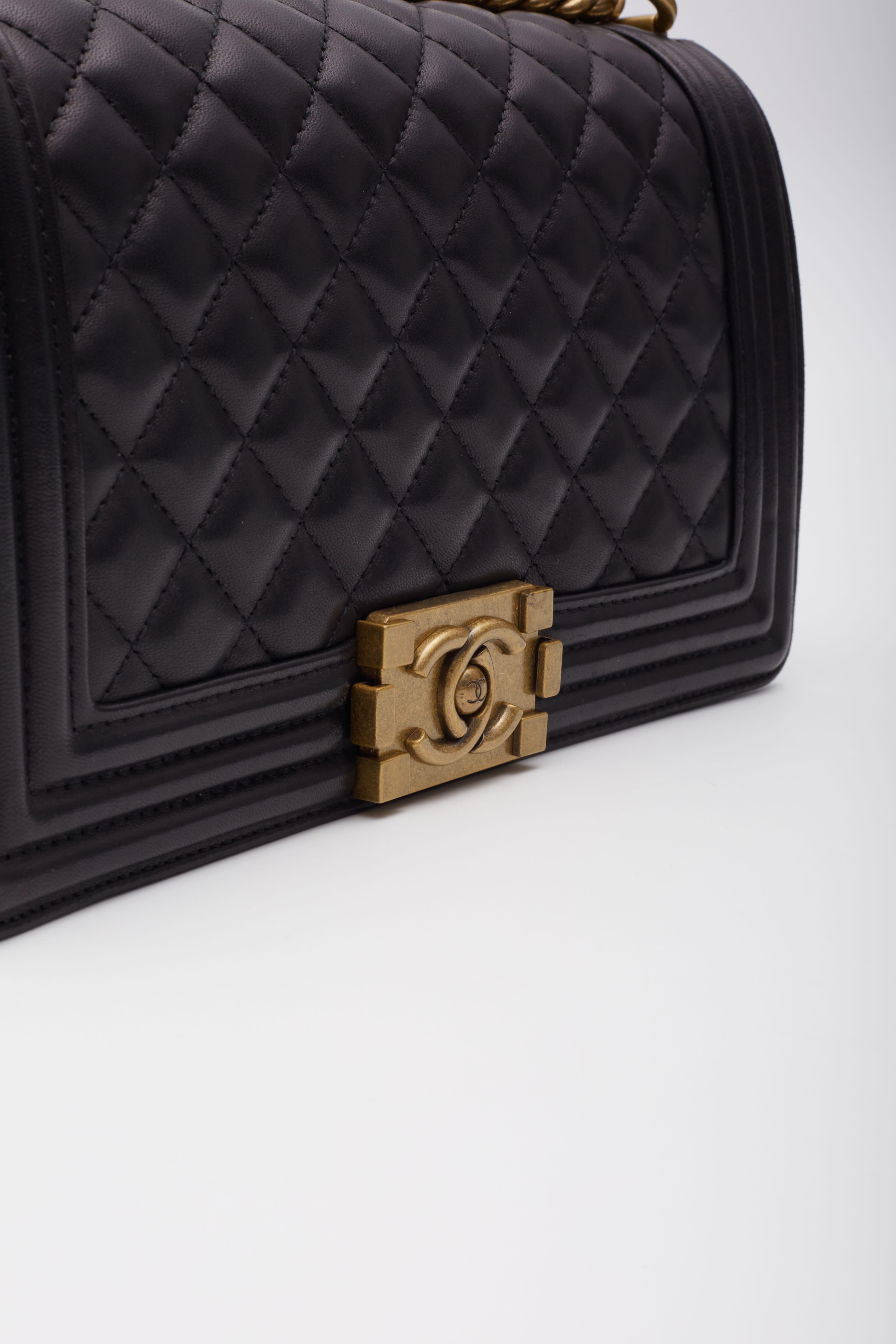 Chanel Black Lambskin Quilted Flap Boy Bag For Sale 5