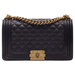 Chanel Black Lambskin Quilted Flap Boy Bag