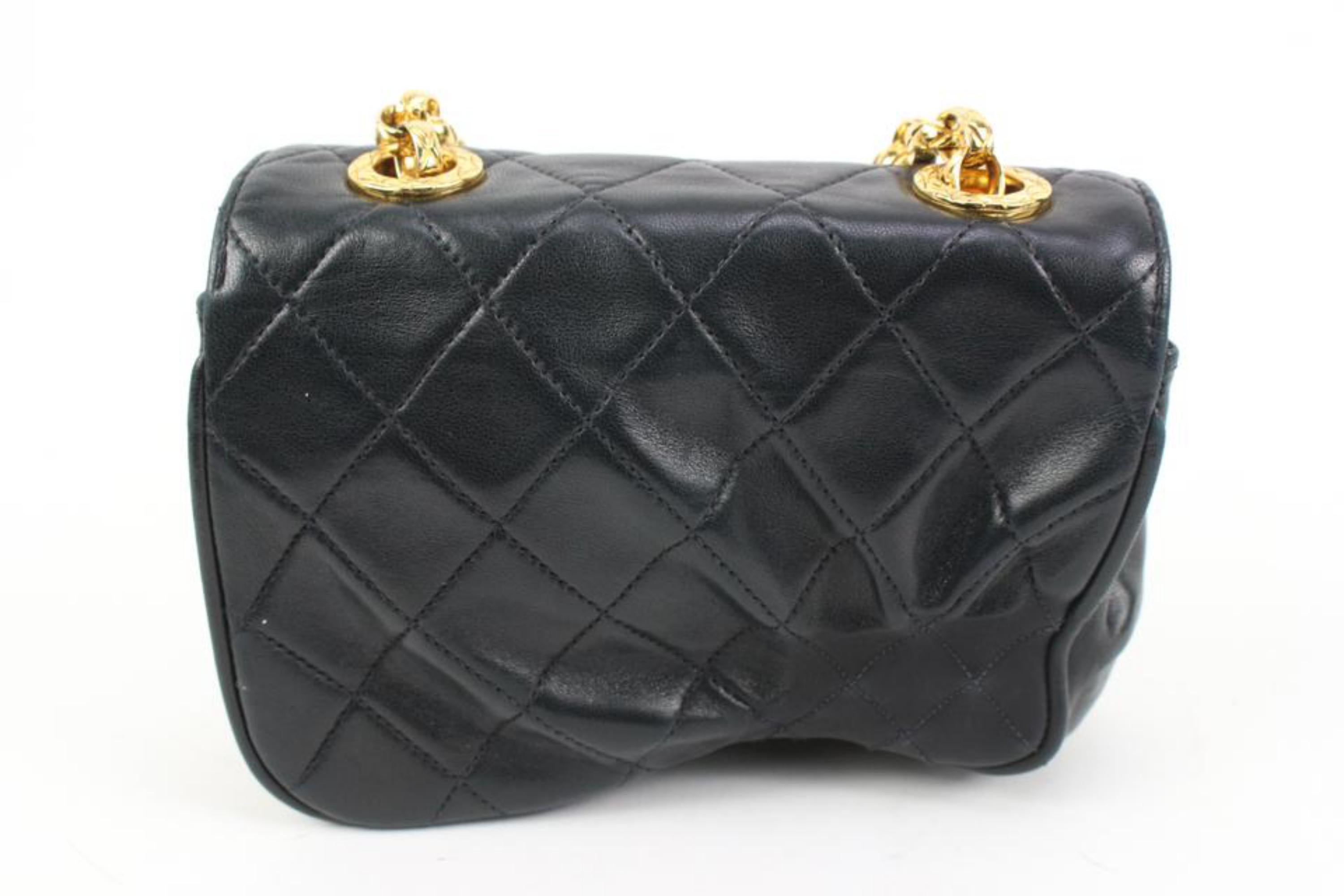 Chanel Black Lambskin Quilted Gold Hardware Round Flap s331ck50 6