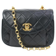 Chanel Black Lambskin Quilted Gold Hardware Round Flap s331ck50