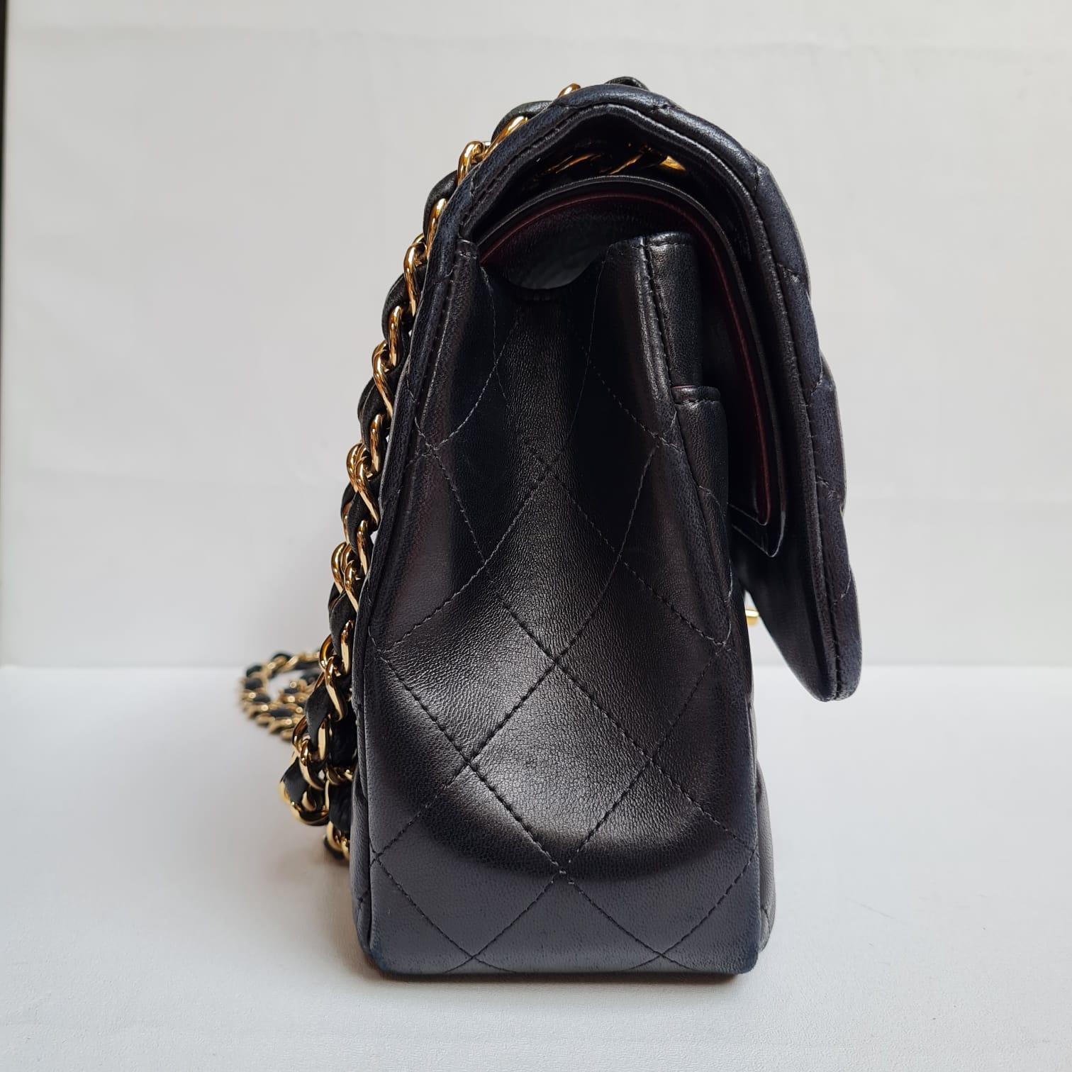 Chanel Black Lambskin Quilted Jumbo Double Flap Bag For Sale 4