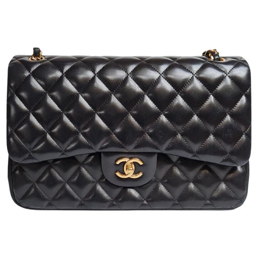 Chanel Black Jumbo Quilted Accordion Flap Bag For Sale at 1stDibs