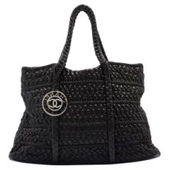 Chanel Black Lambskin Quilted Knot Braided Charm Tote s28c11