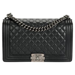 Chanel Black Lambskin Quilted Large Boy Bag