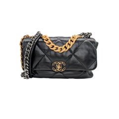 Chanel Black Lambskin Quilted Large Chanel 19 Flap