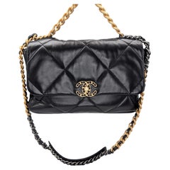 Chanel Black Lambskin Quilted Large Chanel 19 Flap