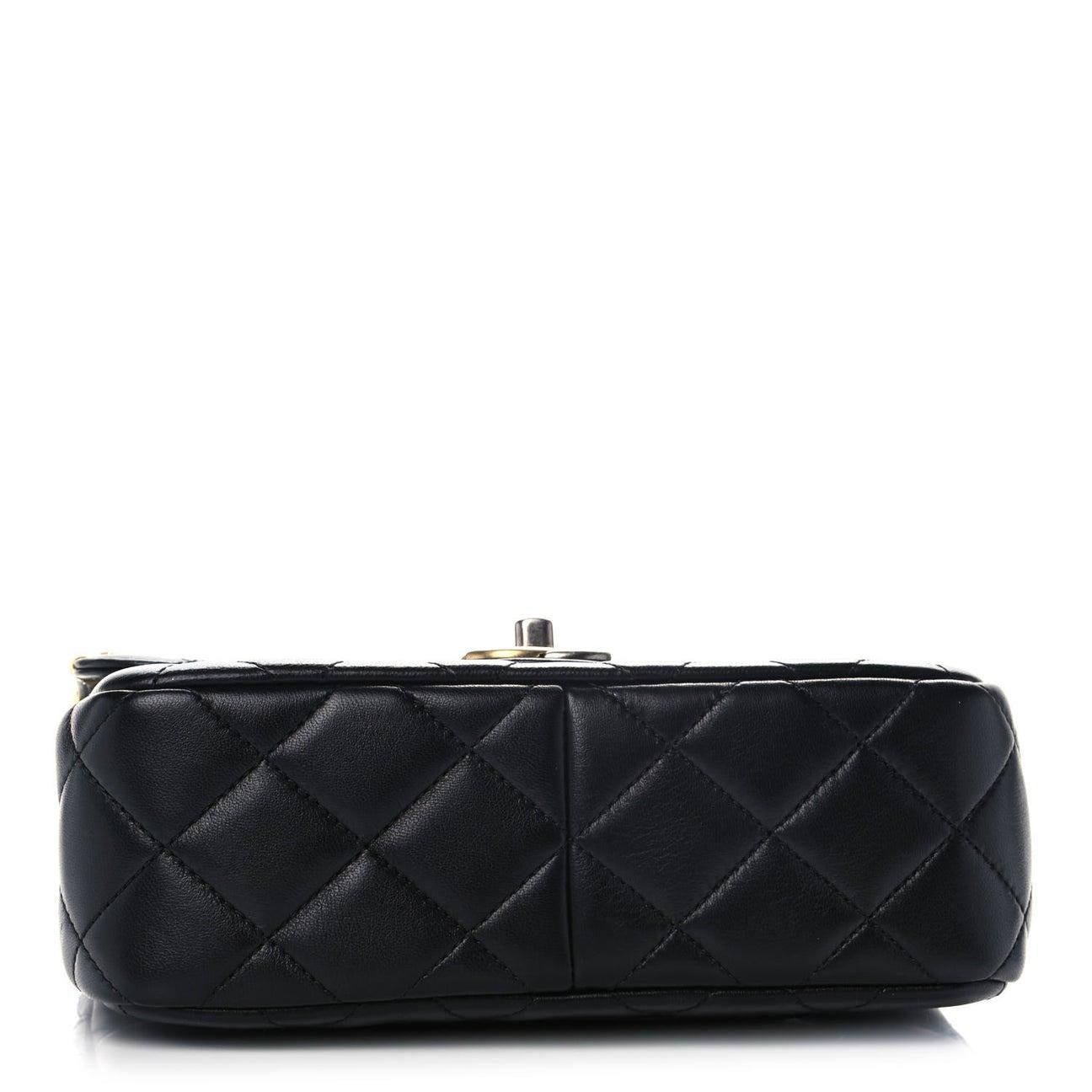 CHANEL Black Lambskin Quilted Leather Charms Gold Gunmetal Shoulder ...