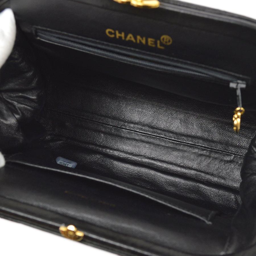 CHANEL Black Lambskin Quilted Leather Kisslock Closure Evening Shoulder Bag 1