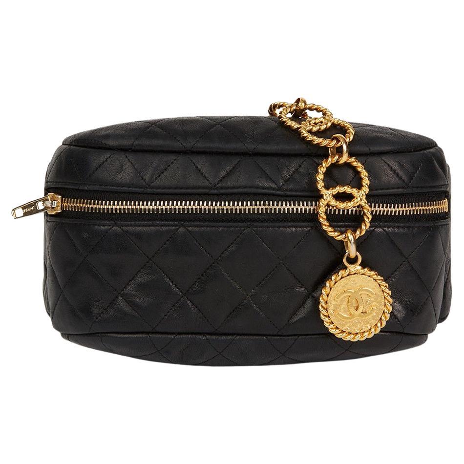 Chanel Black Lambskin Quilted Medallion Fanny Pack For Sale 1