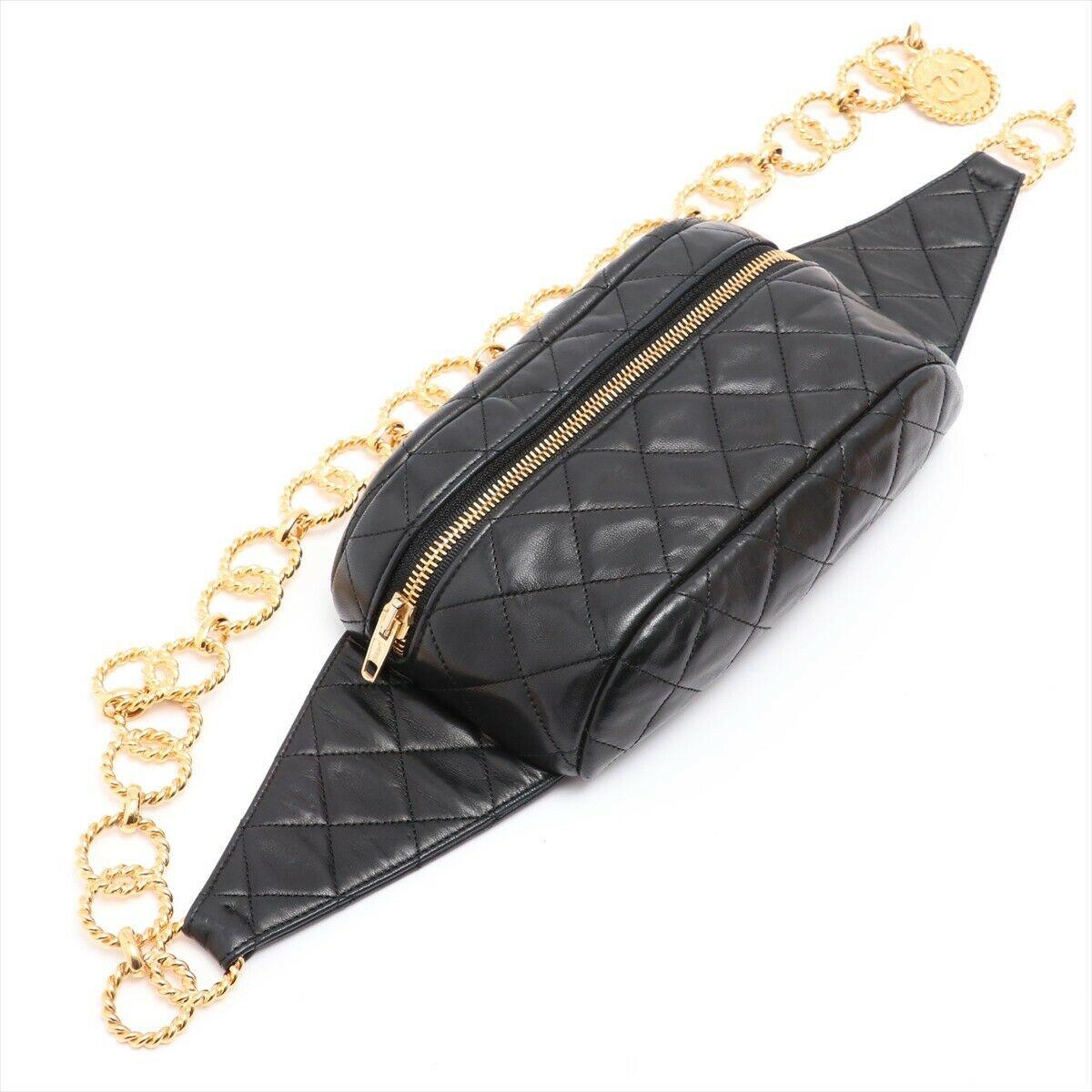 Chanel Black Lambskin Quilted Medallion Fanny Pack For Sale 2