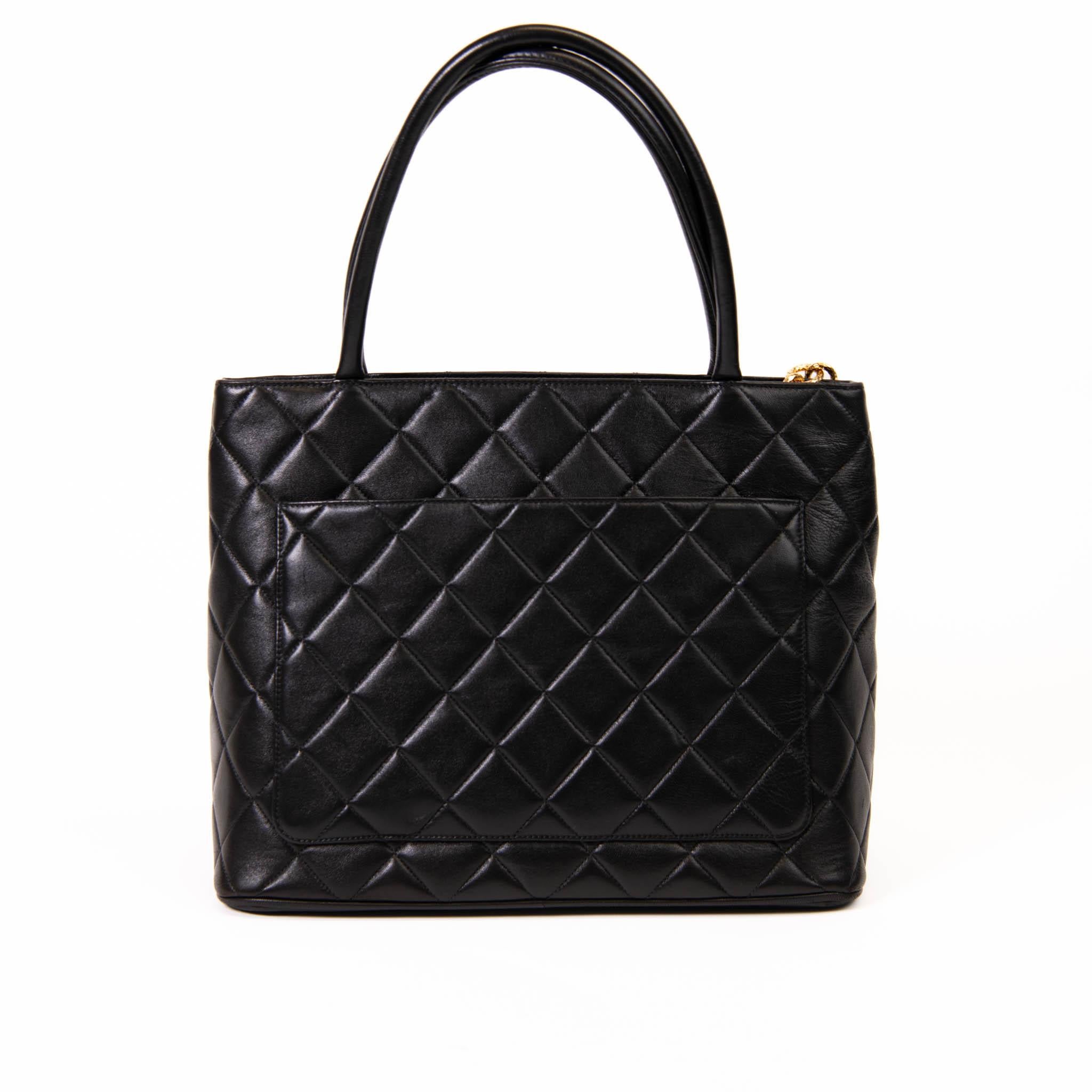 Women's or Men's Chanel Black Lambskin Quilted Medallion Tote Gold Hardware
