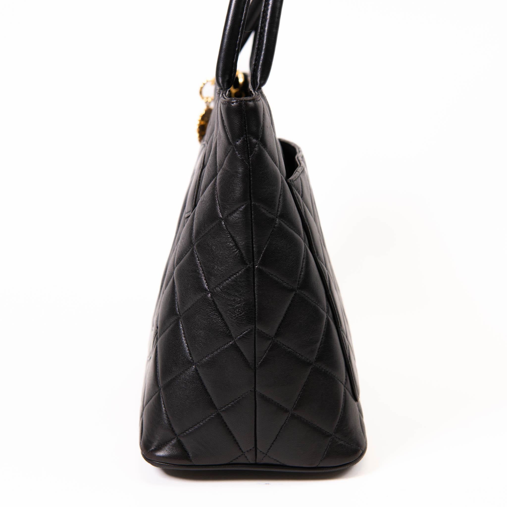 Chanel Black Lambskin Quilted Medallion Tote Gold Hardware 1