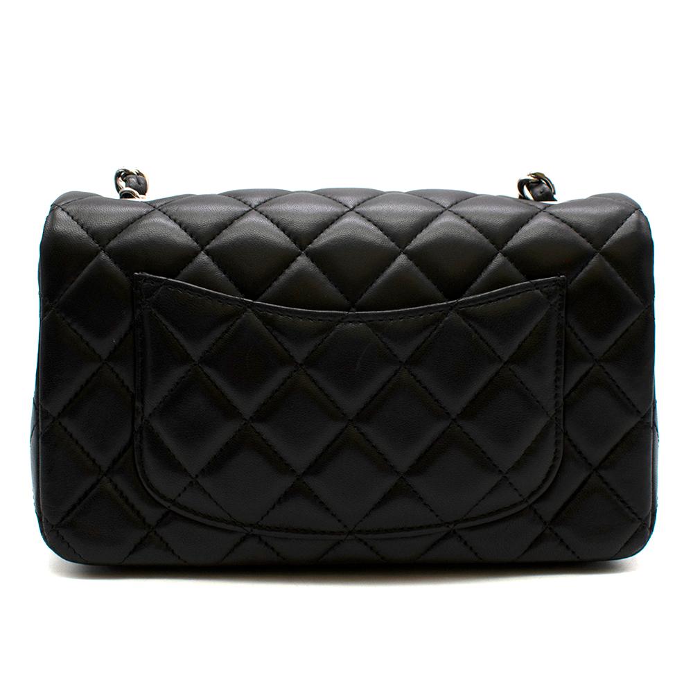 Women's or Men's Chanel Black Lambskin Quilted Mini Classic Flap Bag SHW