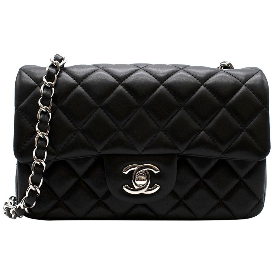 Chanel Black Lambskin Quilted Mini Classic Flap Bag SHW