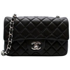 Chanel Black Lambskin Quilted Mini Classic Flap Bag SHW
