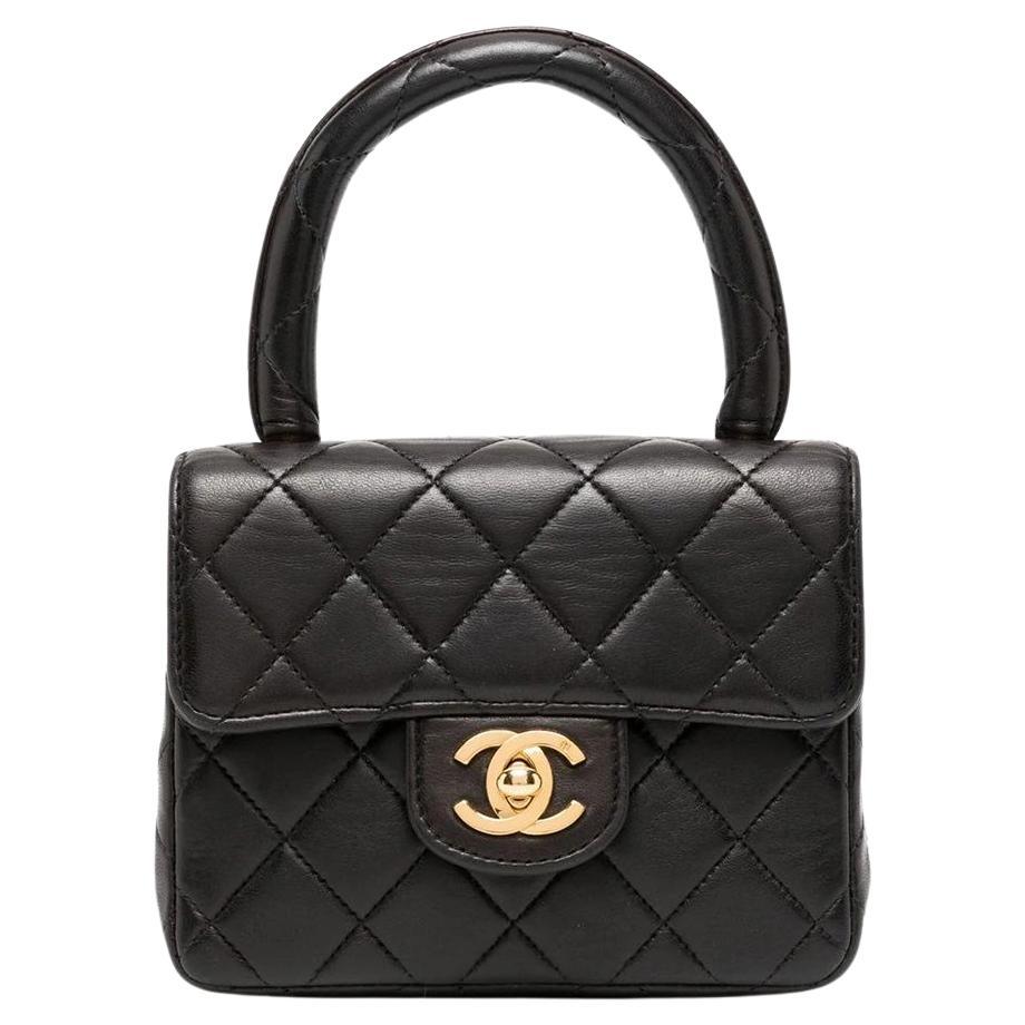 Chanel Black Lambskin Quilted Mini Kelly 