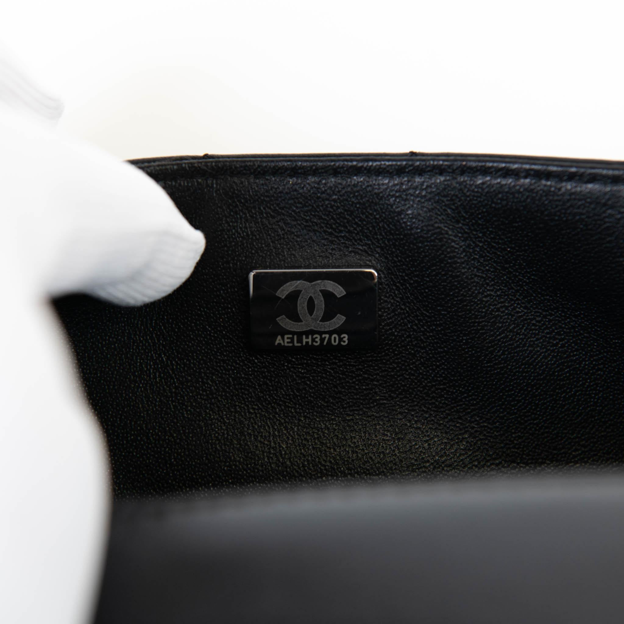 Chanel Black Lambskin Quilted Mini Rectangular Flap Silver Hardware 4