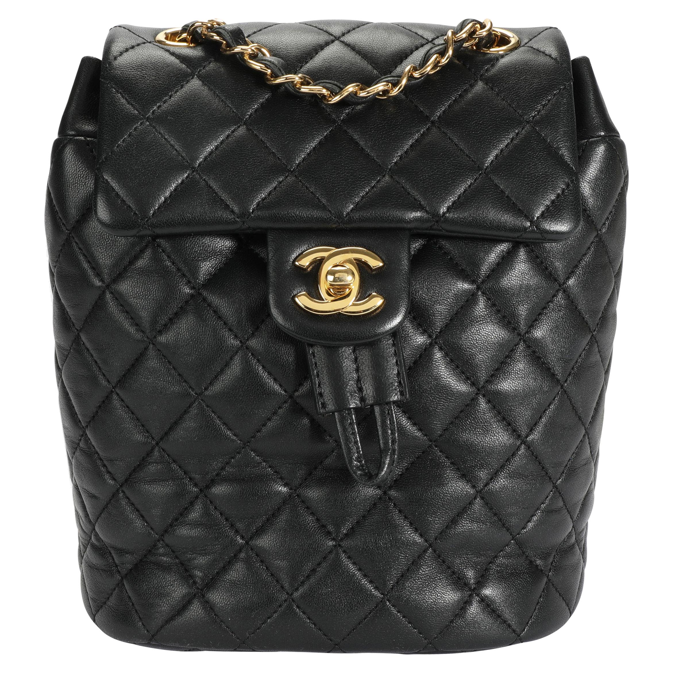 Chanel Black Lambskin Quilted Mini Urban Spirit Backpack For Sale at