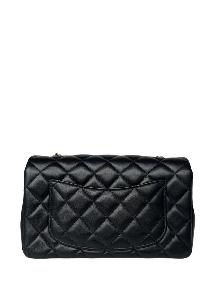 Chanel Black Lambskin Quilted Rectangular Mini Flap Bag For Sale