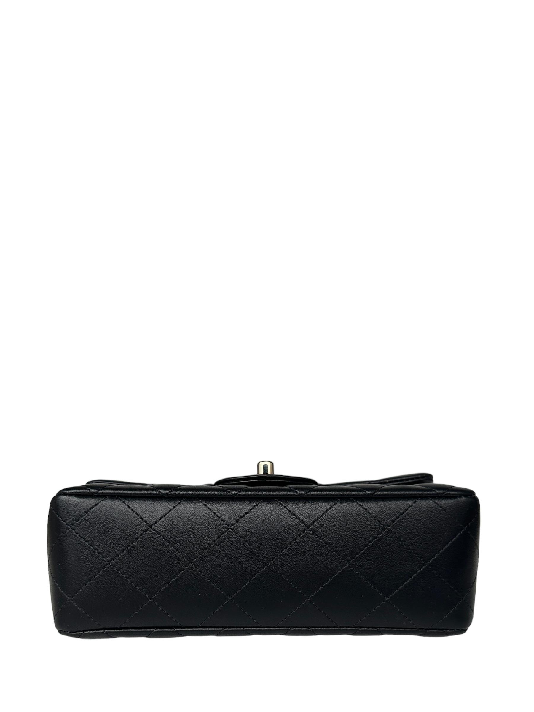 Women's Chanel Black Lambskin Quilted Rectangular Mini Flap Bag