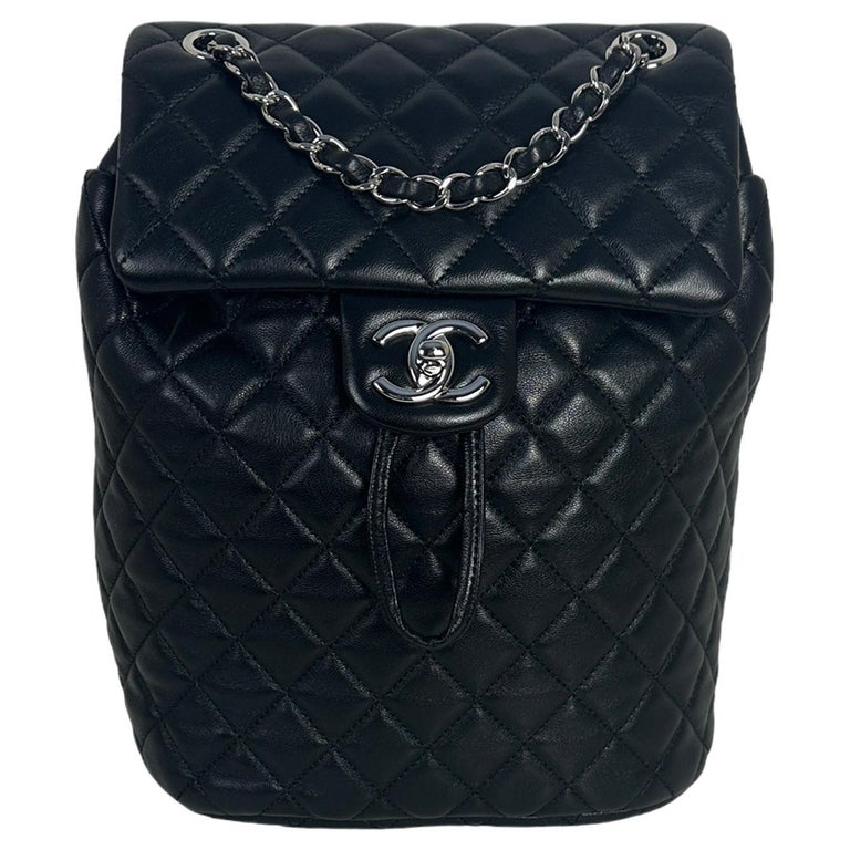 Chanel Black Lambskin Quilted Small Urban Spirit Backpack Bag For