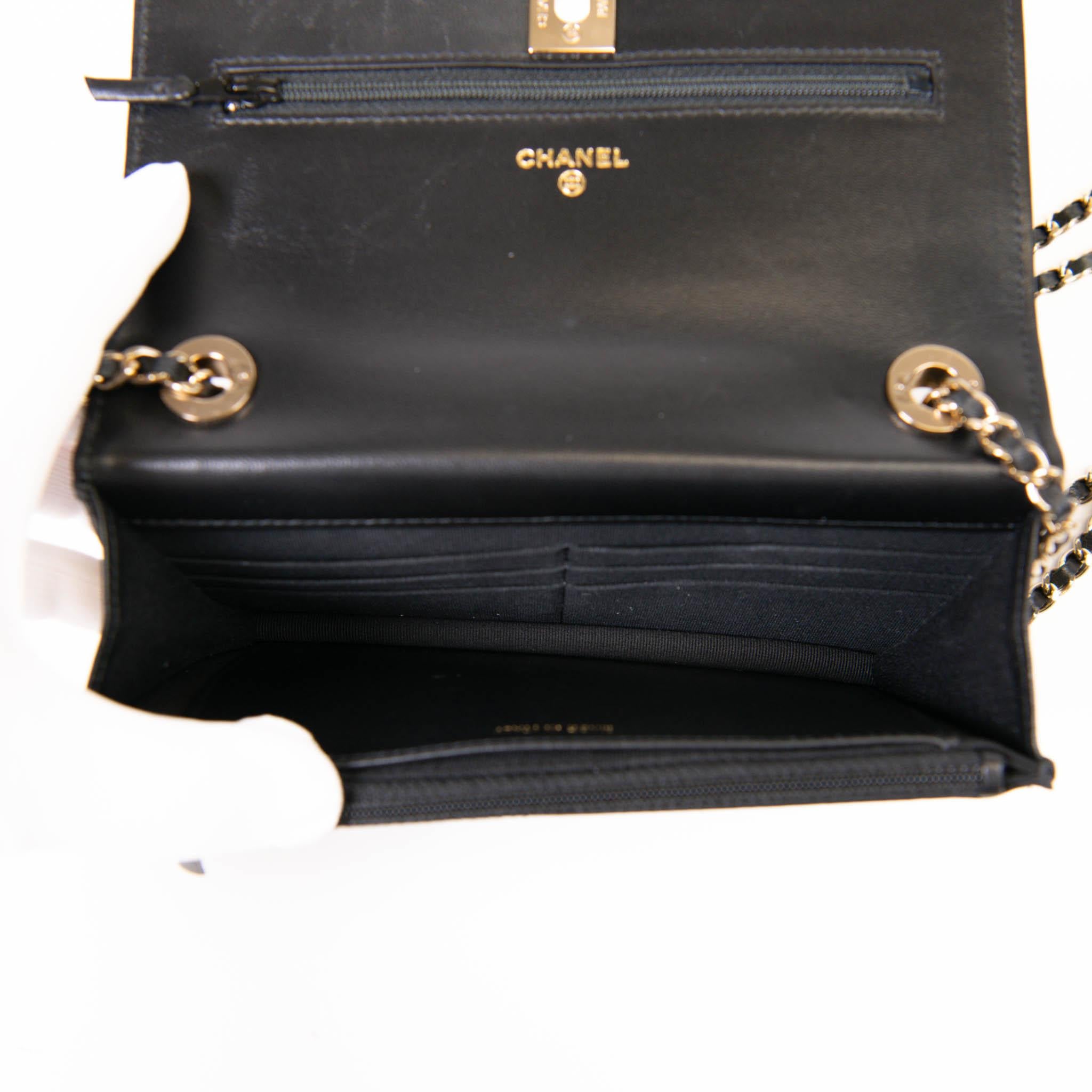 Chanel Black Lambskin Quilted Trendy CC Wallet On Chain WOC 6