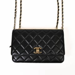 Chanel Black Lambskin Quilted Trendy CC Wallet On Chain WOC