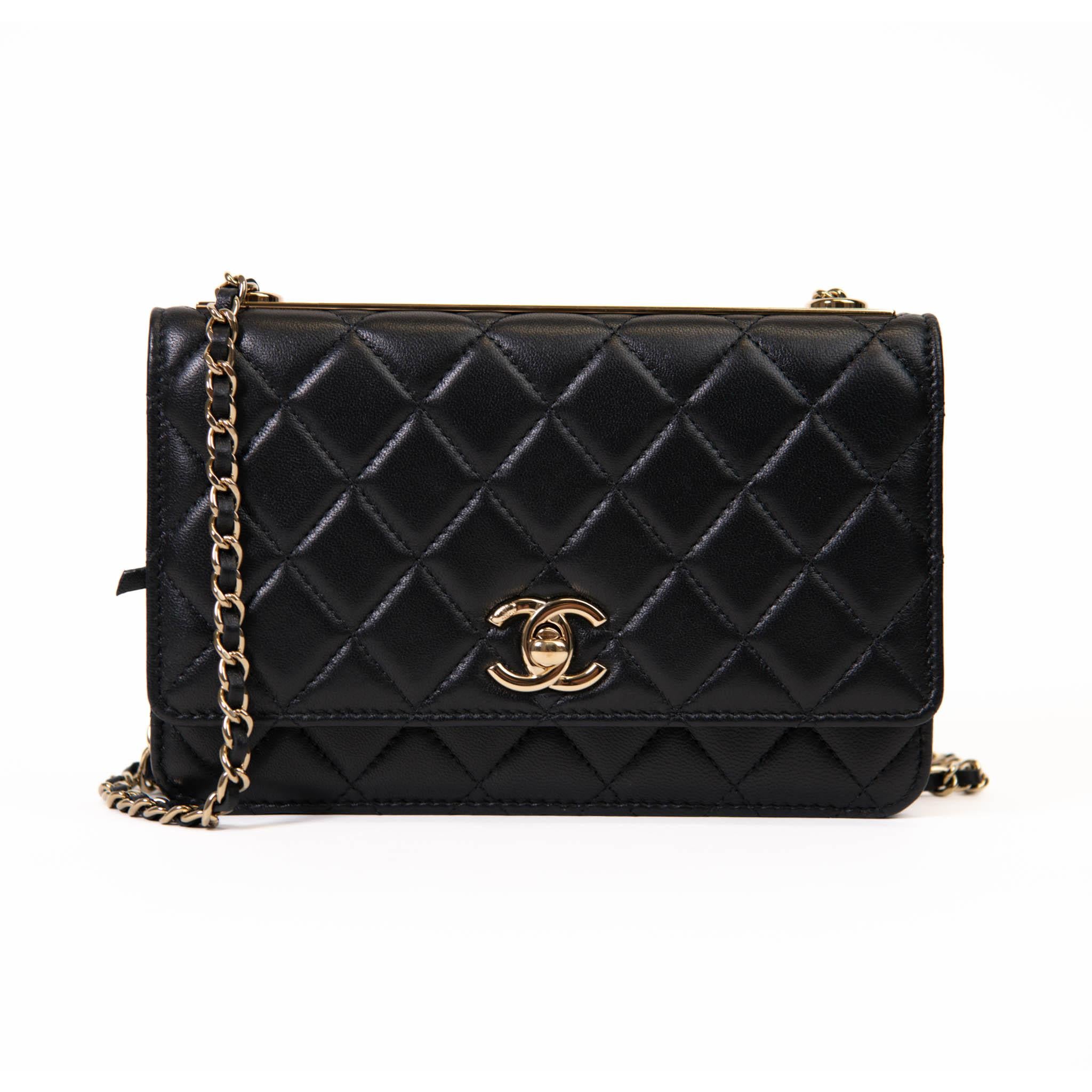 Women's or Men's Chanel Black Lambskin Quilted Trendy CC Wallet On Chain WOC