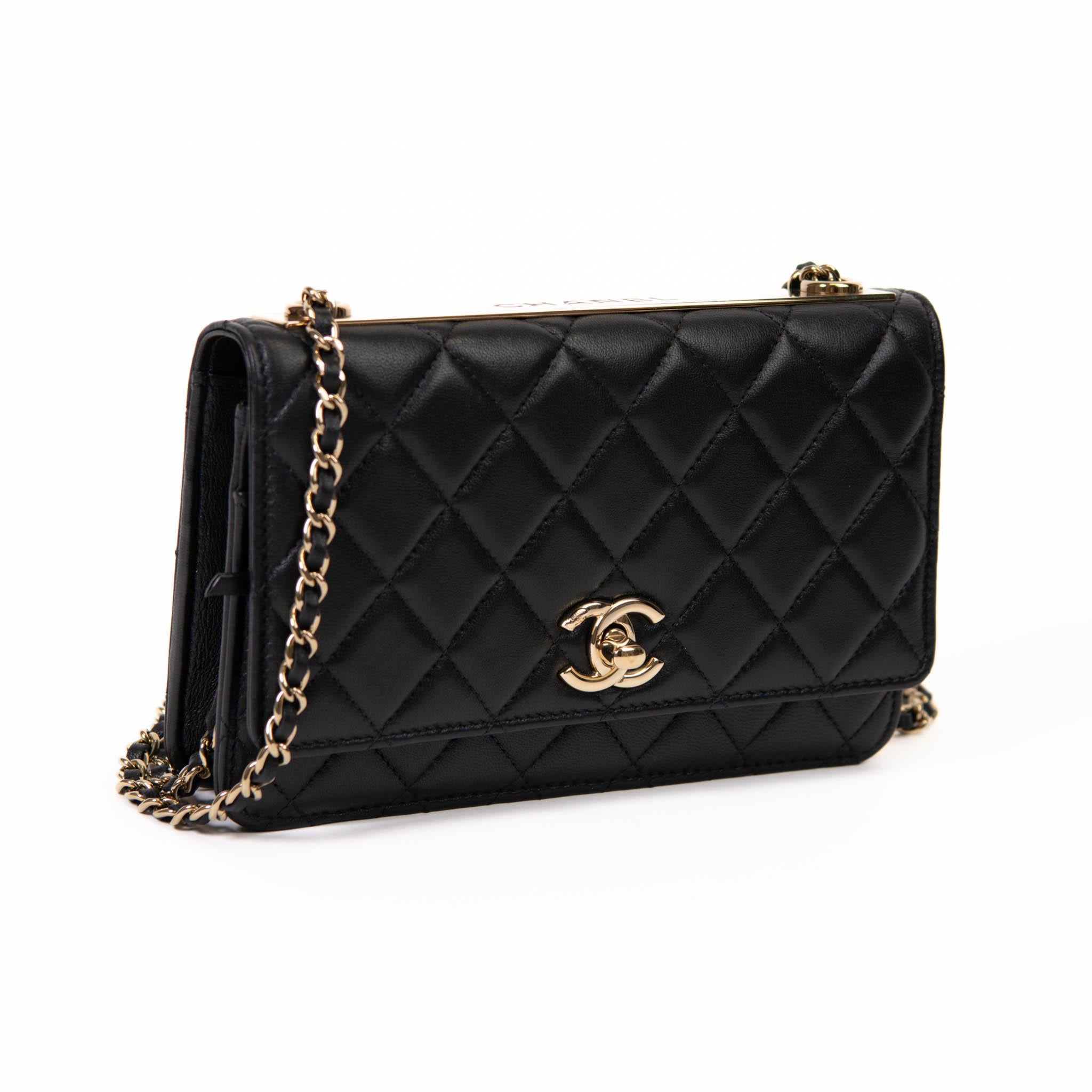 Chanel Black Lambskin Quilted Trendy CC Wallet On Chain WOC 1