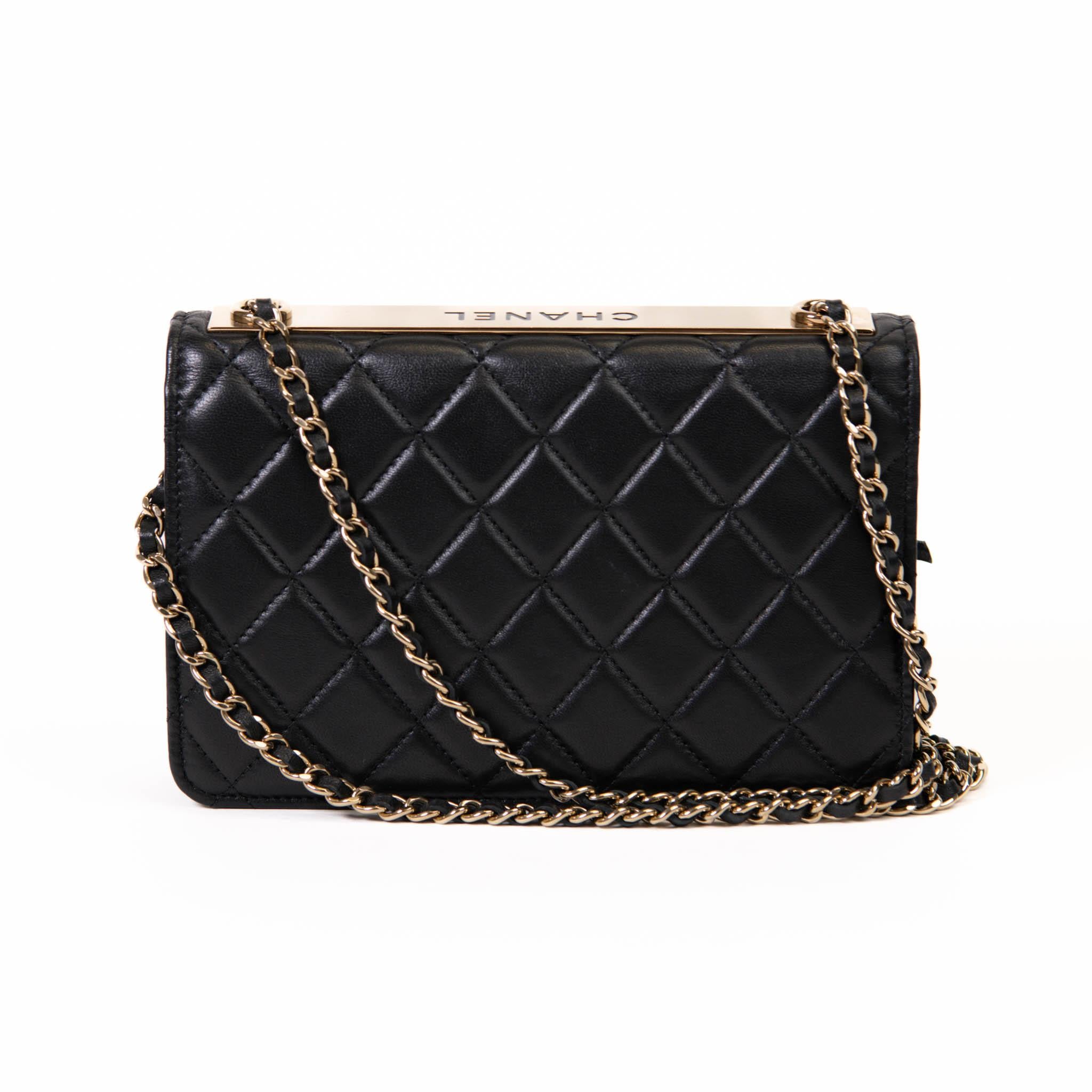 Chanel Black Lambskin Quilted Trendy CC Wallet On Chain WOC 2
