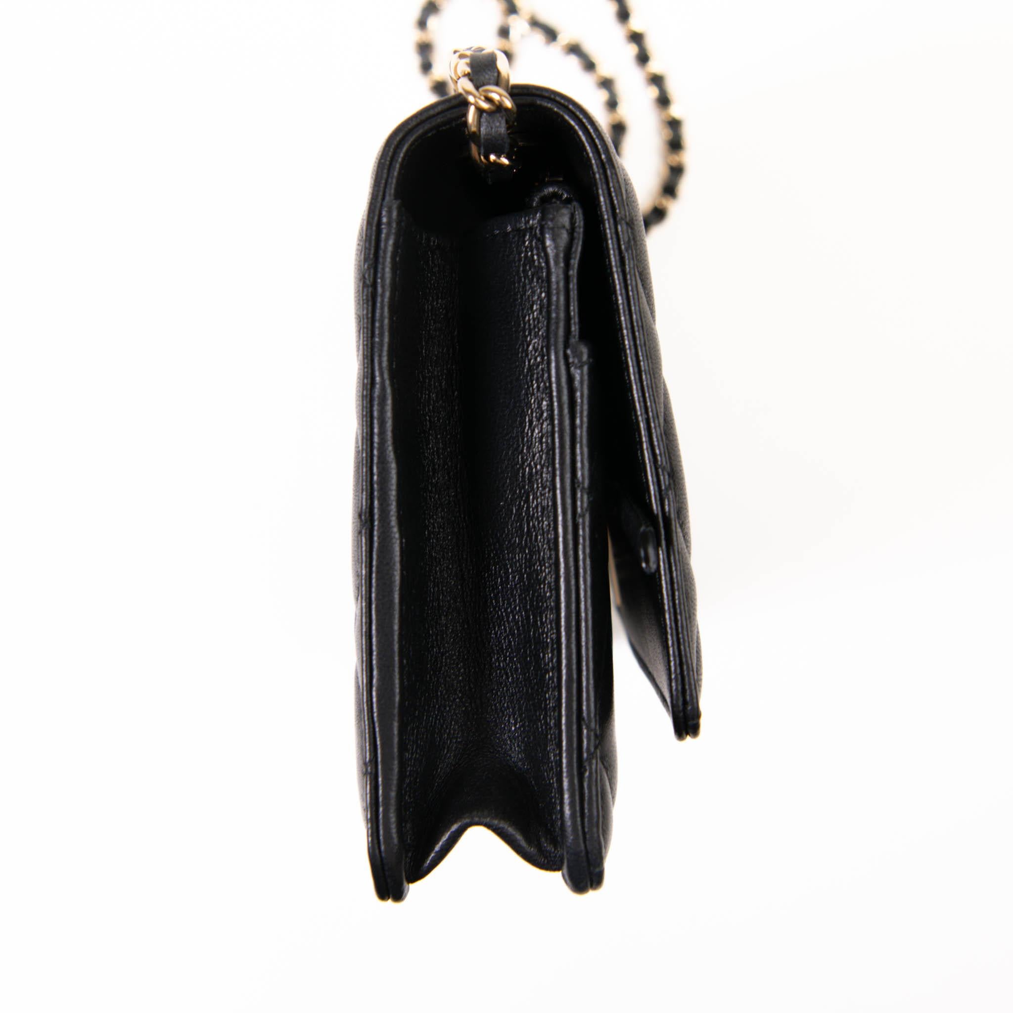 Chanel Black Lambskin Quilted Trendy CC Wallet On Chain WOC 4