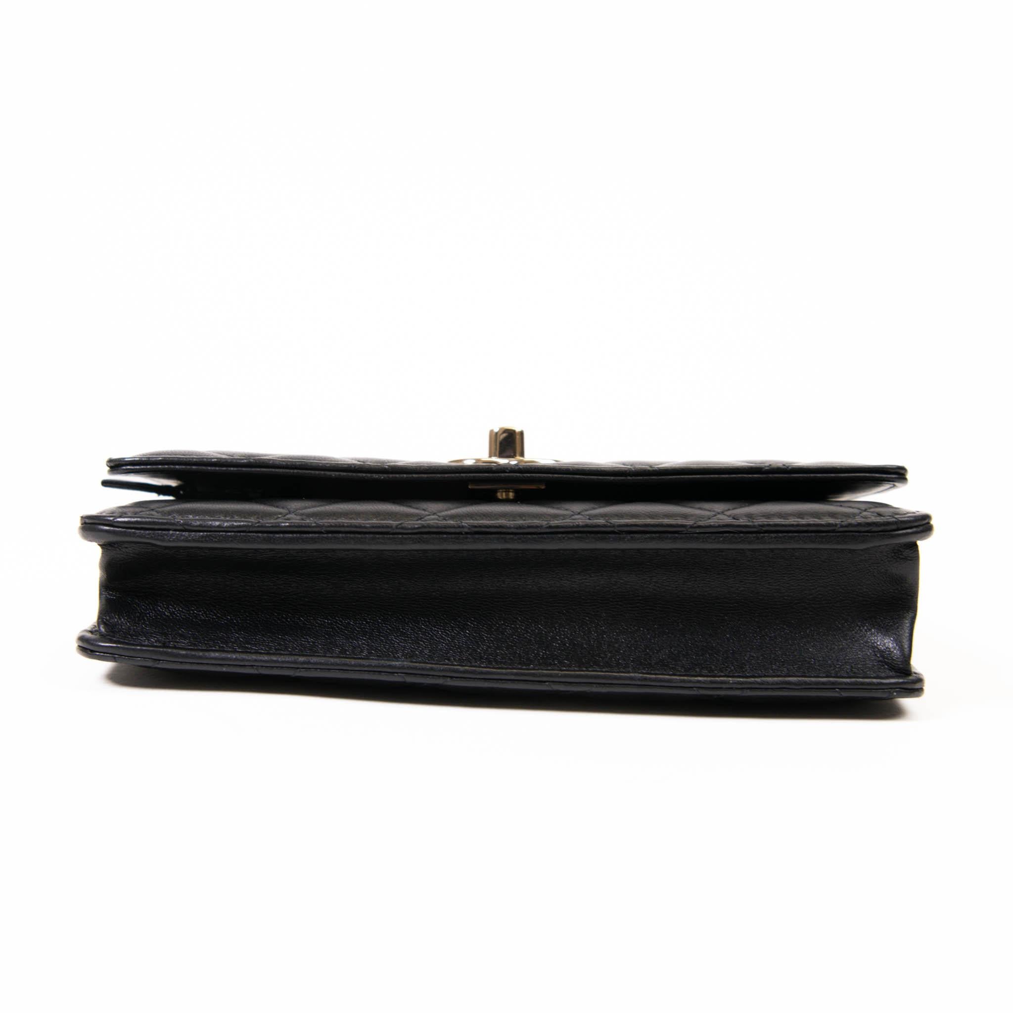 Chanel Black Lambskin Quilted Trendy CC Wallet On Chain WOC 5