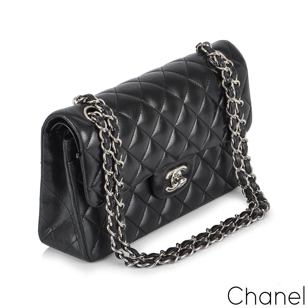Chanel Black Lambskin Small Double Flap Bag In Good Condition In London, GB