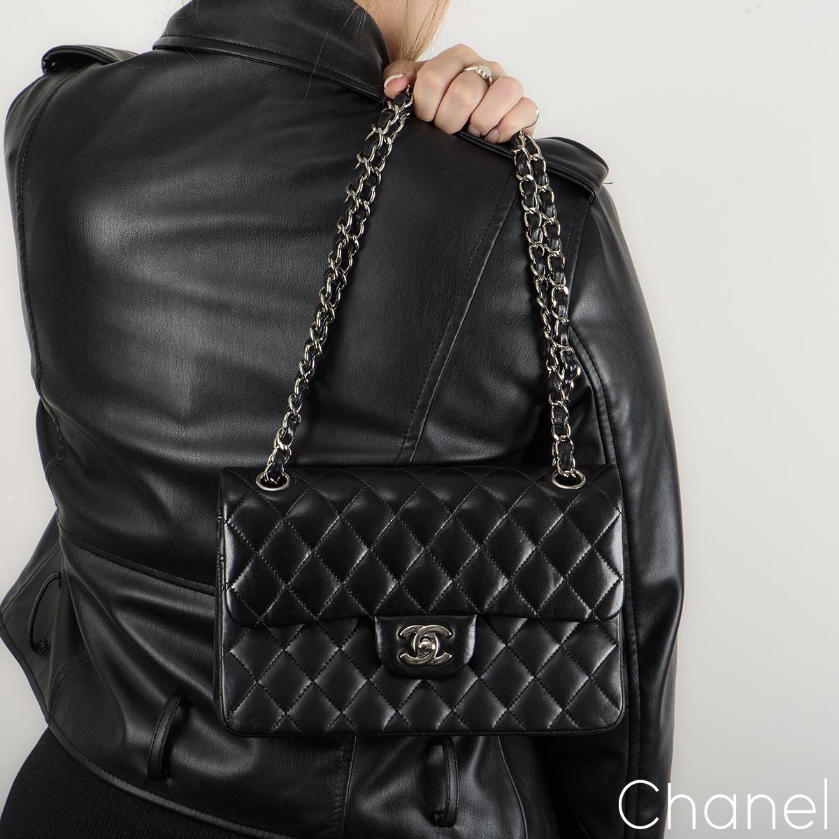 Chanel Black Lambskin Small Double Flap Bag 4
