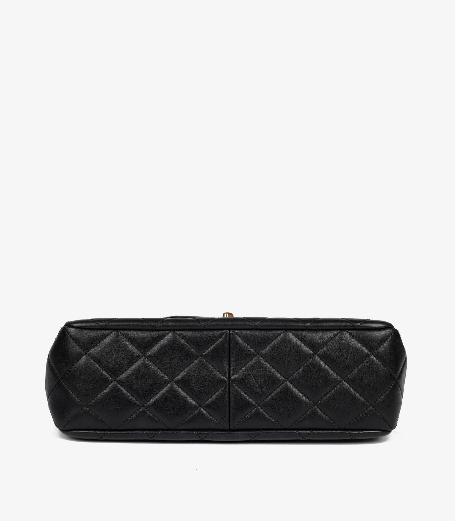 Chanel Black Lambskin & Snakeskin Leather Frame Medium Classic Single Flap Bag For Sale 3
