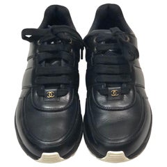 Chanel Black Lambskin Sneakers 