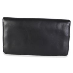 Chanel Black Lambskin Strass Peace Sign Fold Over Clutch