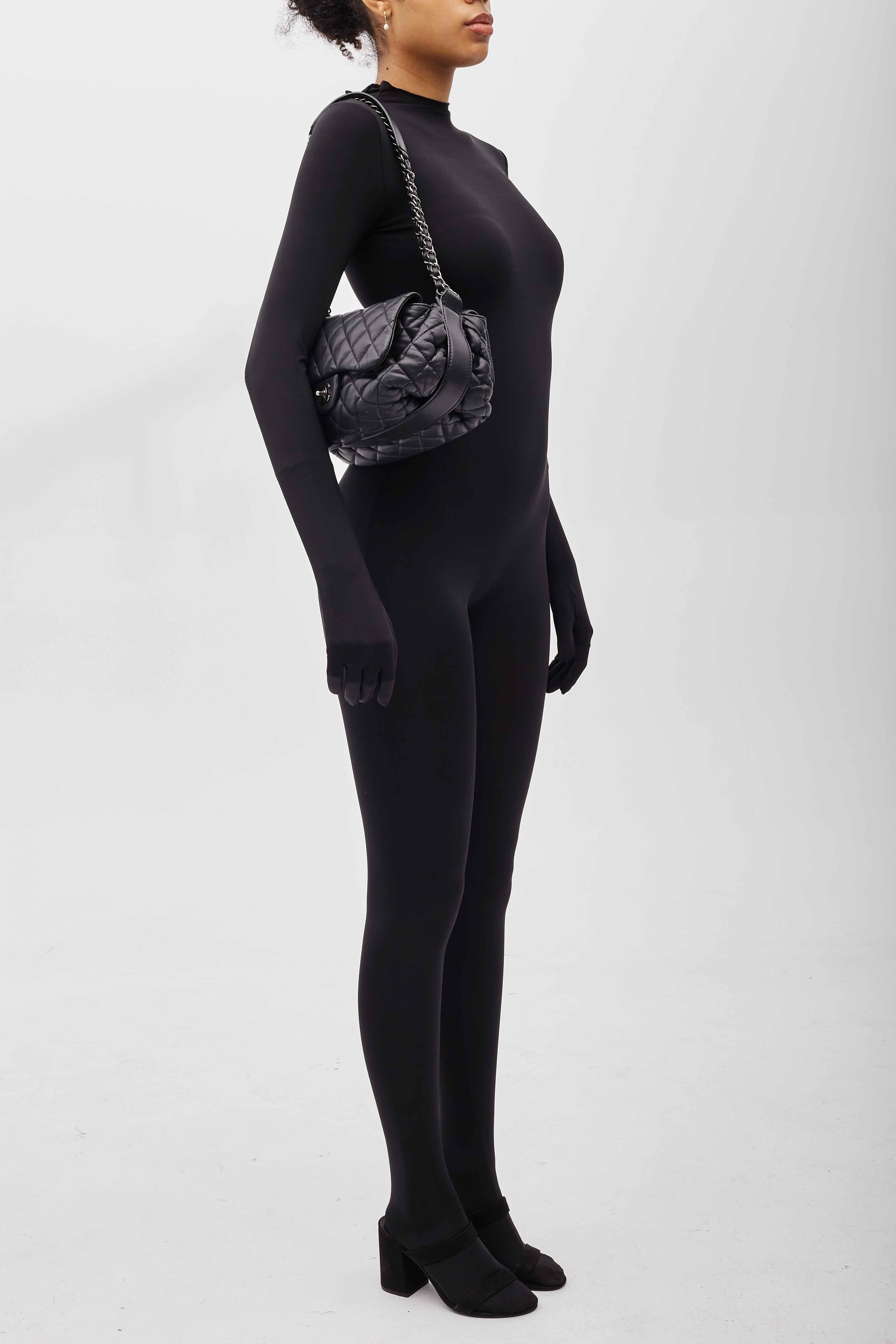 Chanel Black Lambskin Two Way Flap Shoulder Bag For Sale 5