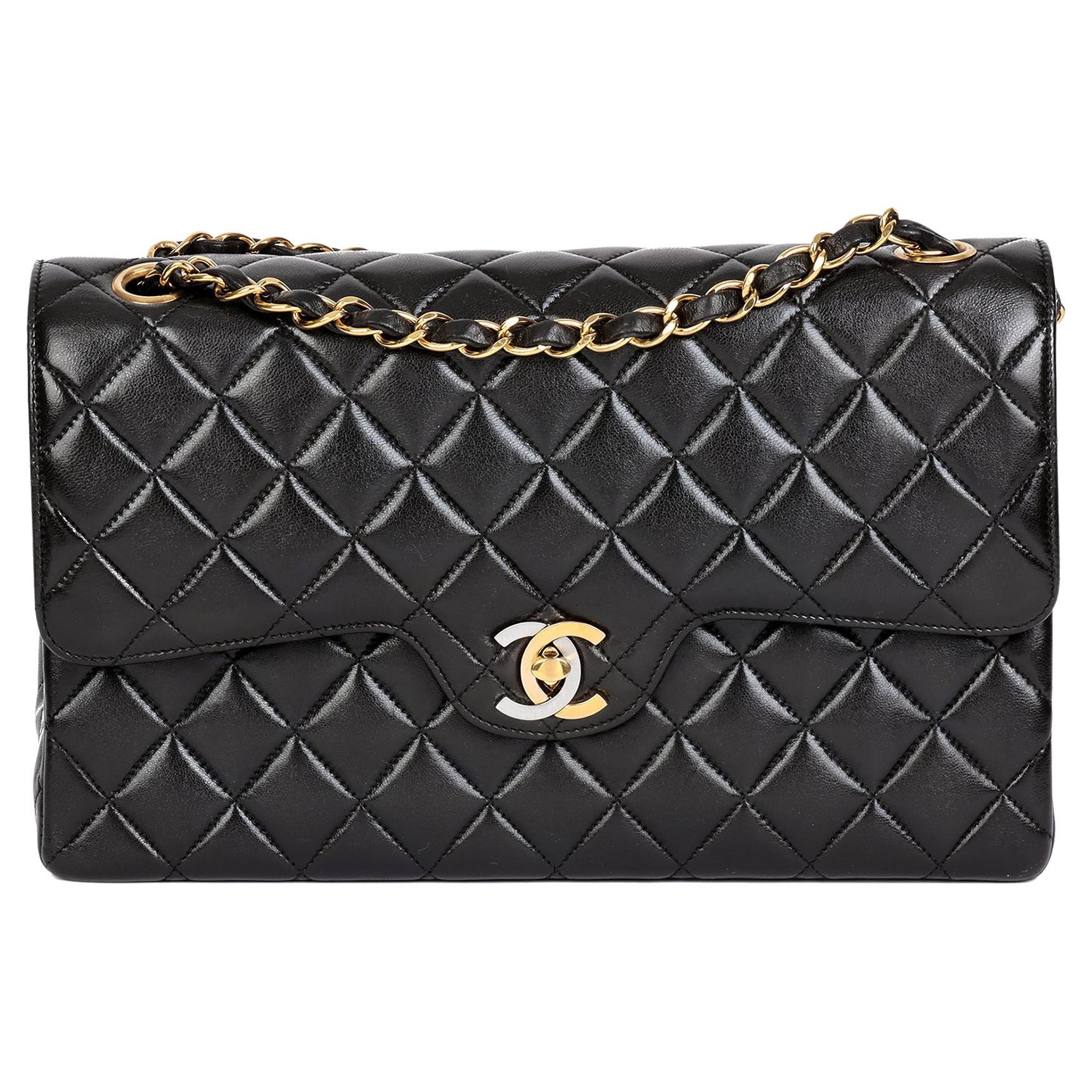 Chanel Black Lambskin Vintage Medium Paris-Limited Classic Double Flap Bag For Sale